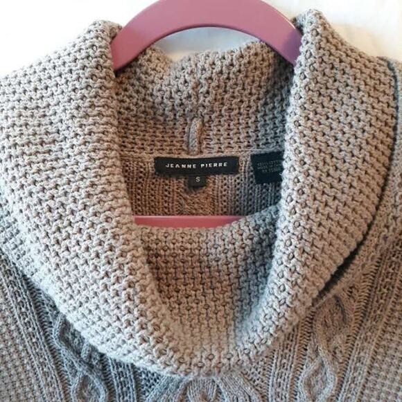 Chunky Knit Sweater Cowl Neck Size S Jeanne Pierre light Taupe - Picture 3 of 7